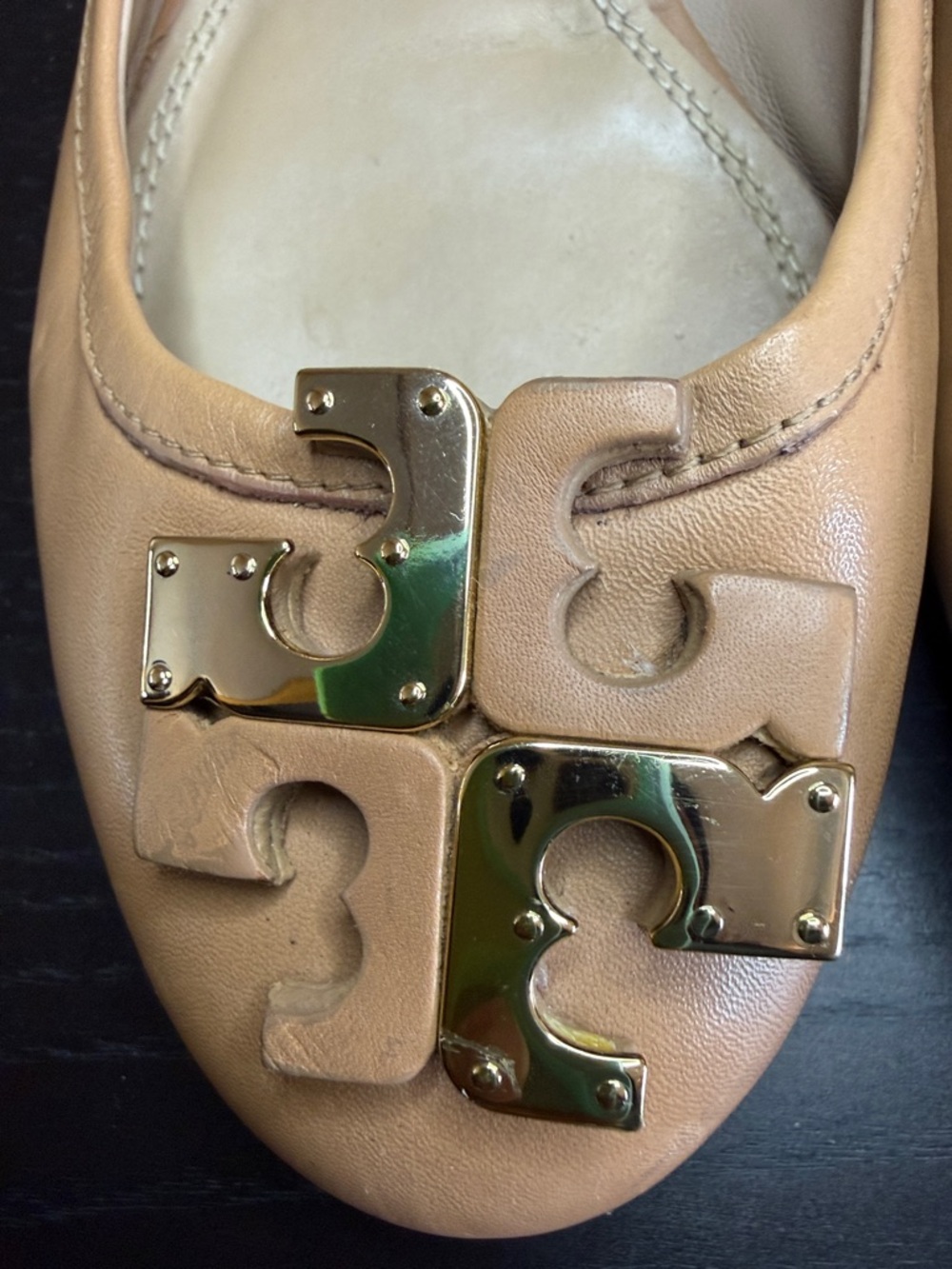 Tory Burch Women’s Lowell Logo Ballet Flat Royal Tan Leather size 10 - Picture 14 of 17